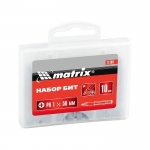

Набор бит Pz2 x 50 мм, сталь 45Х, 10 шт., в пласт. боксе MATRIX 11388