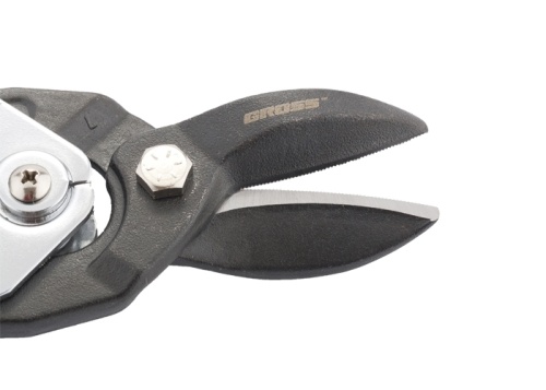 Ножницы по металлу"PIRANHA"усиленные,255 мм,прямой рез,сталь-СrMo,двухкомпонентные рукоятки GROSS 78347 фото 4