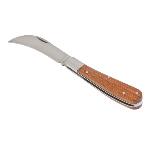Нож садовый, 170 мм, складной, изогнутое лезвие, деревянная рукоятка PALISAD 79001 фото 2